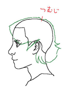 髪横顔1補助線
