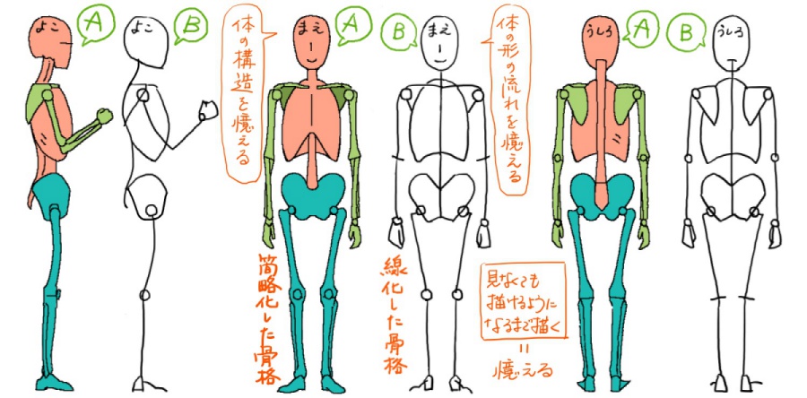 人イラストの描き方 全身を簡単に描くコツは人型を使うこと ラインスタンプ工房 イラスト上達のコツ一枚絵描き方研究室